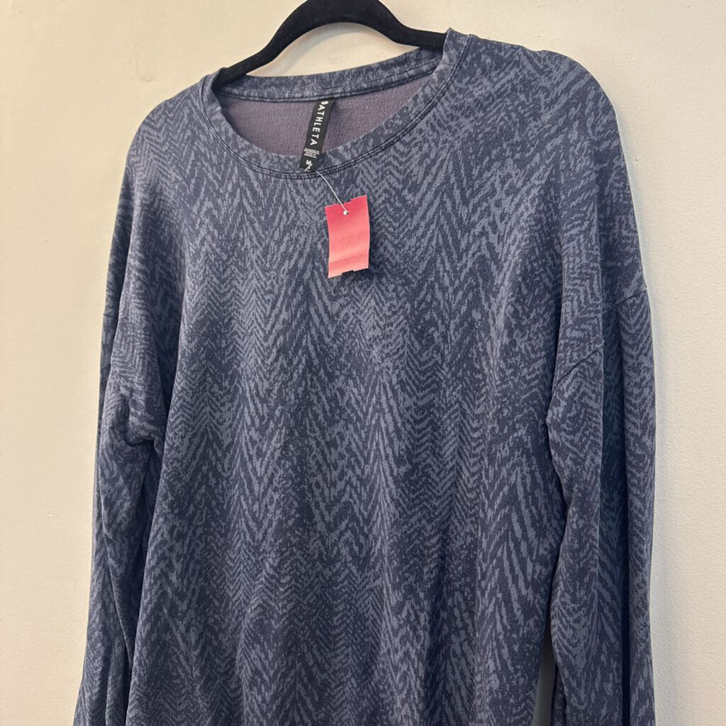 Athleta Blue Print Long Sleeve Top Medium