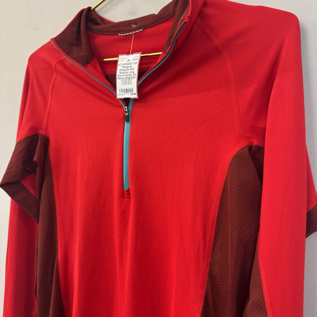 Patagonia Red/ Burgundy Long Sleeve Quarter Zip Pullover Small
