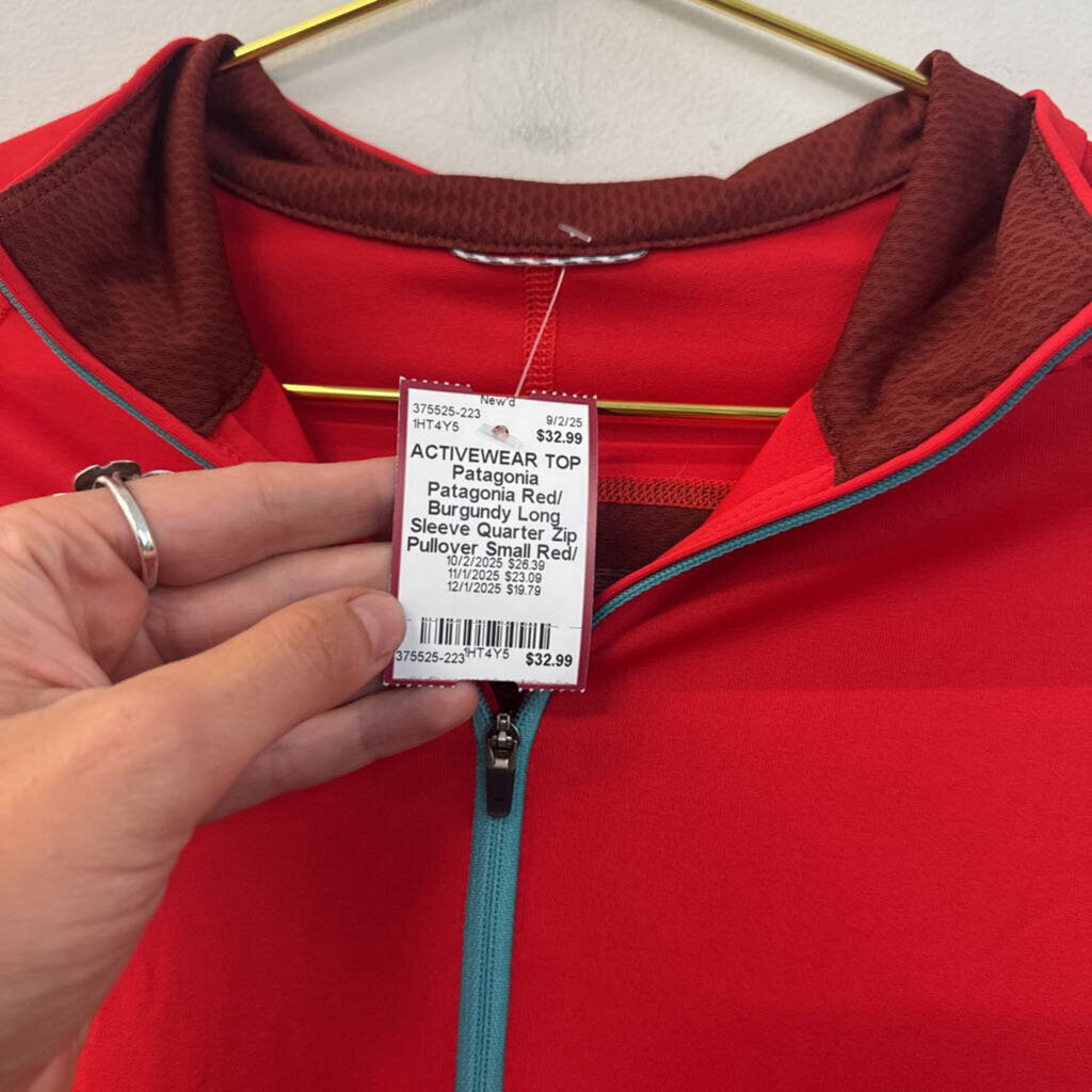 Patagonia Red/ Burgundy Long Sleeve Quarter Zip Pullover Small