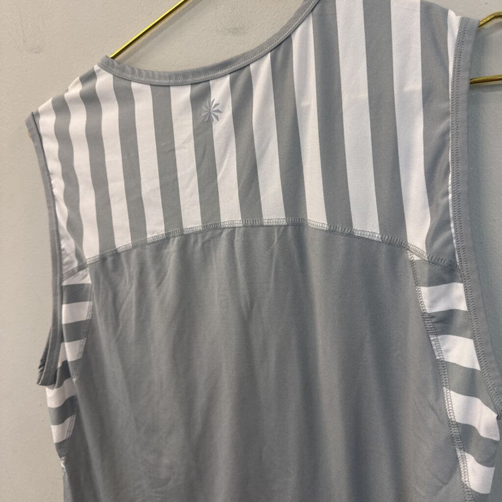 Athleta Grey/ White Striped Tank Top Medium