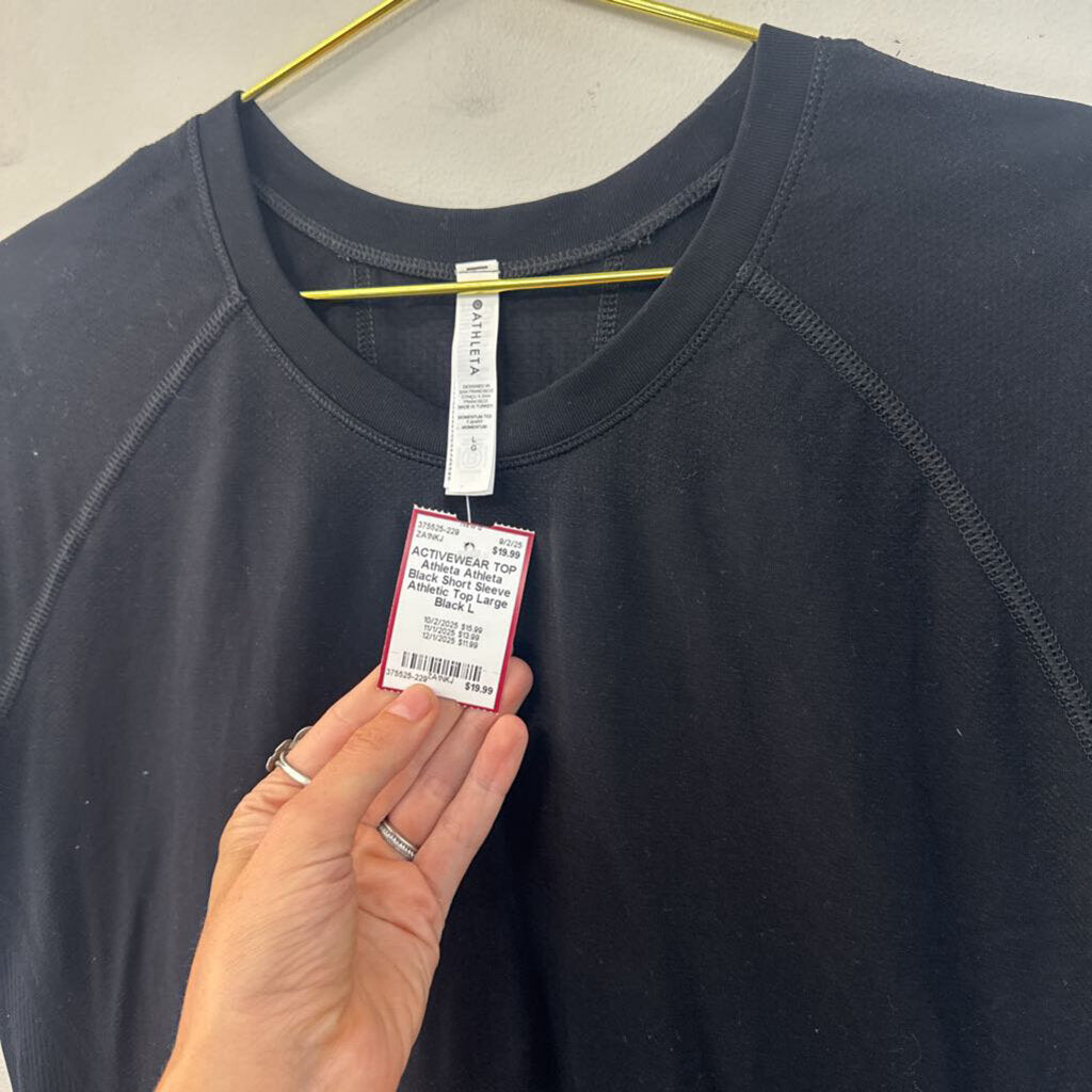 Athleta Black Short Sleeve Athletic Top Large