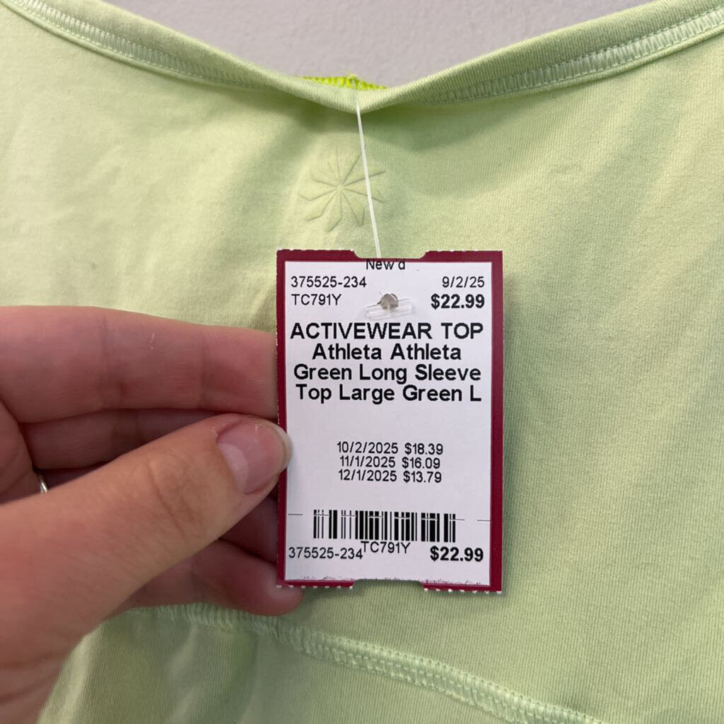 Athleta Green Long Sleeve Top Large