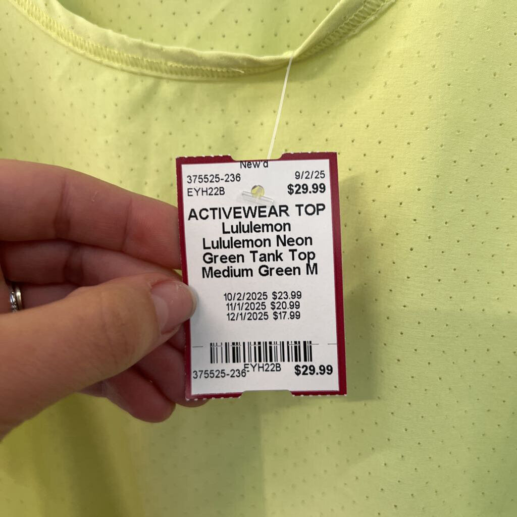 Lululemon Neon Green Tank Top Medium