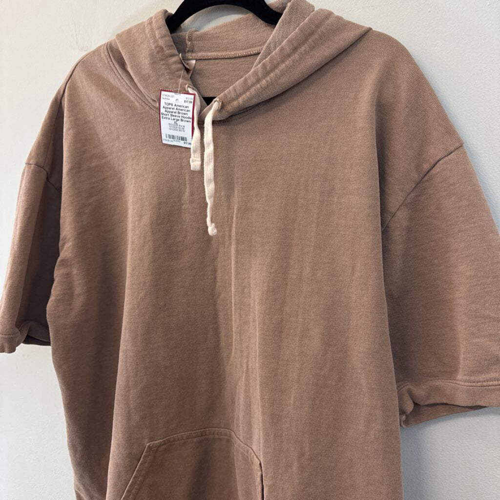 American Apparel Brown Short Sleeve Hoodie Extra Large
