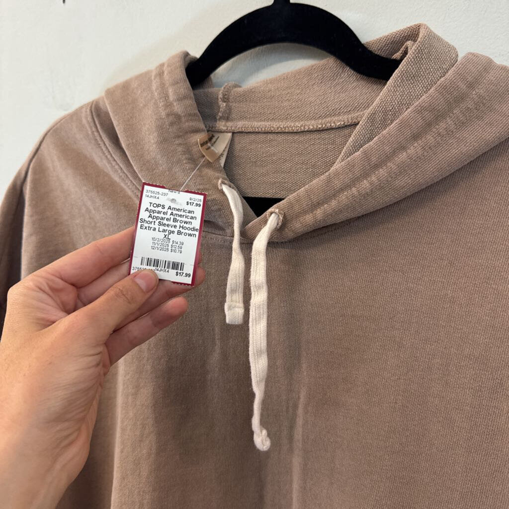 American Apparel Brown Short Sleeve Hoodie Extra Large