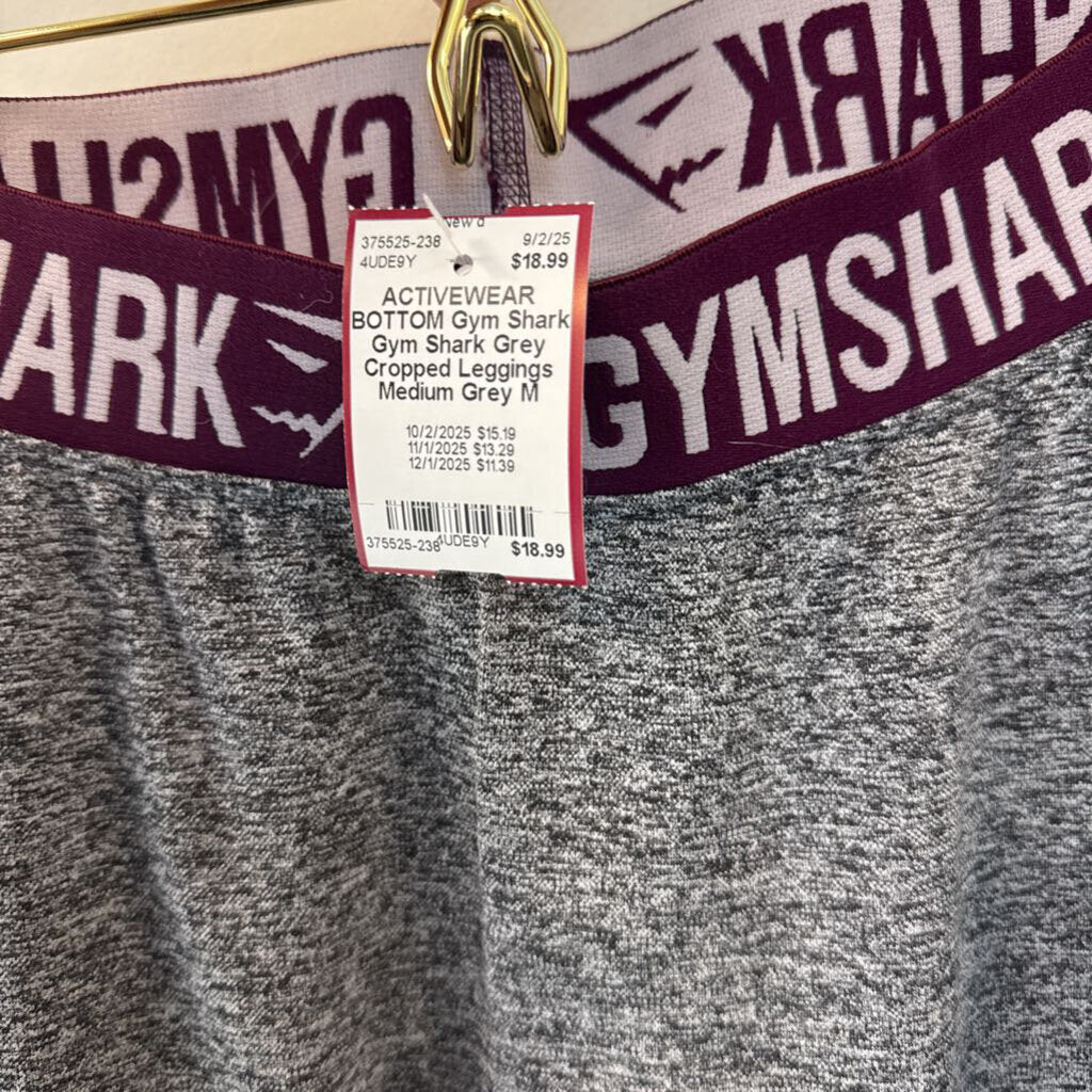 Gym Shark Grey Cropped Leggings Medium