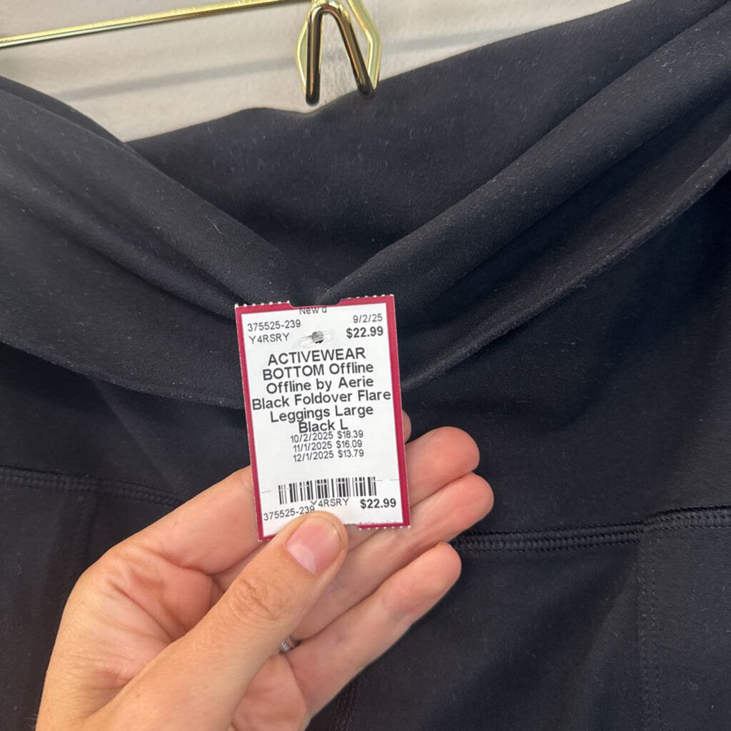 Offline by Aerie Black Foldover Flare Leggings Large