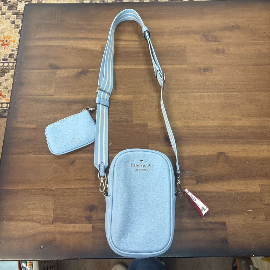 Kate Spade Light Blue Leather Rosie North South Crossbody Purse
