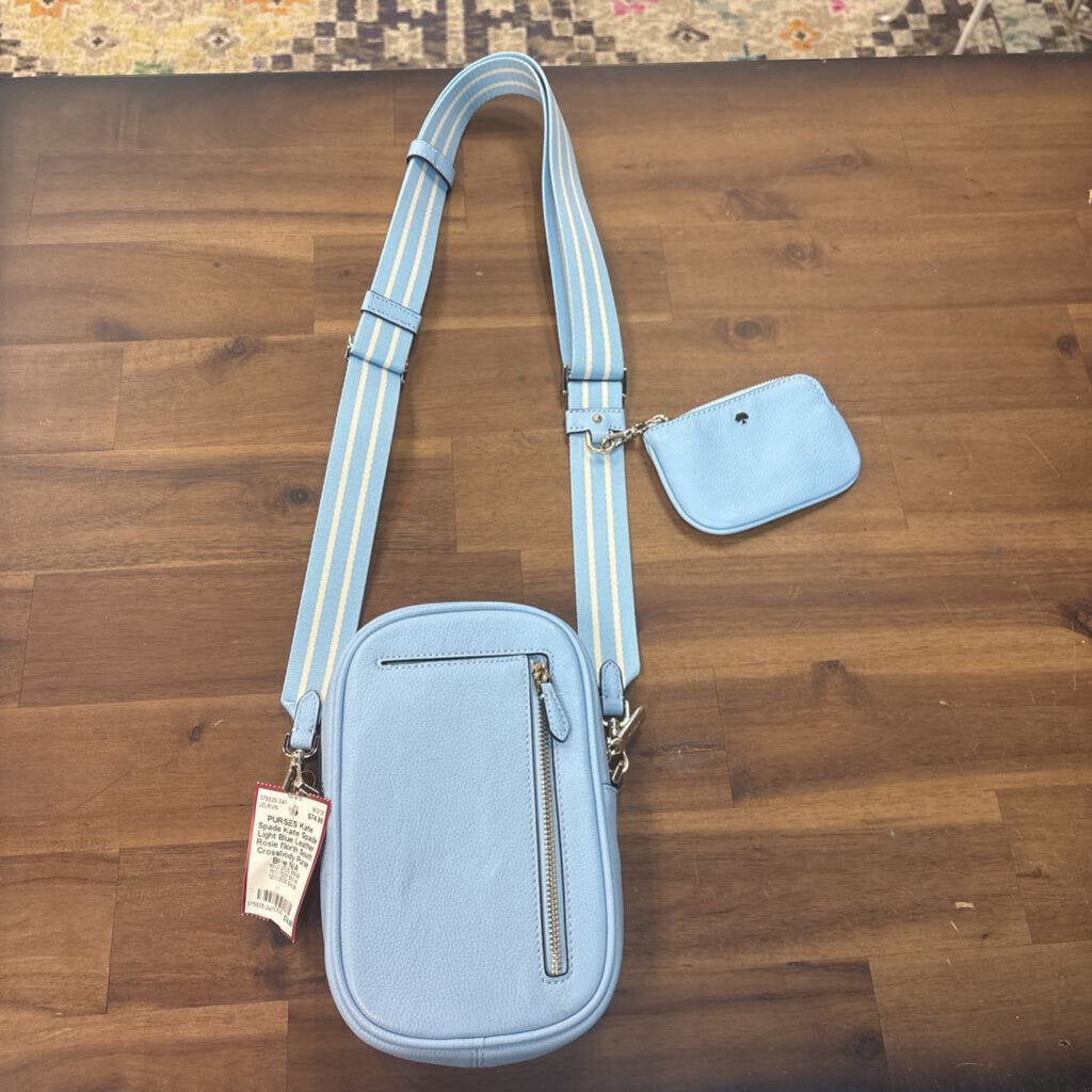 Kate Spade Light Blue Leather Rosie North South Crossbody Purse