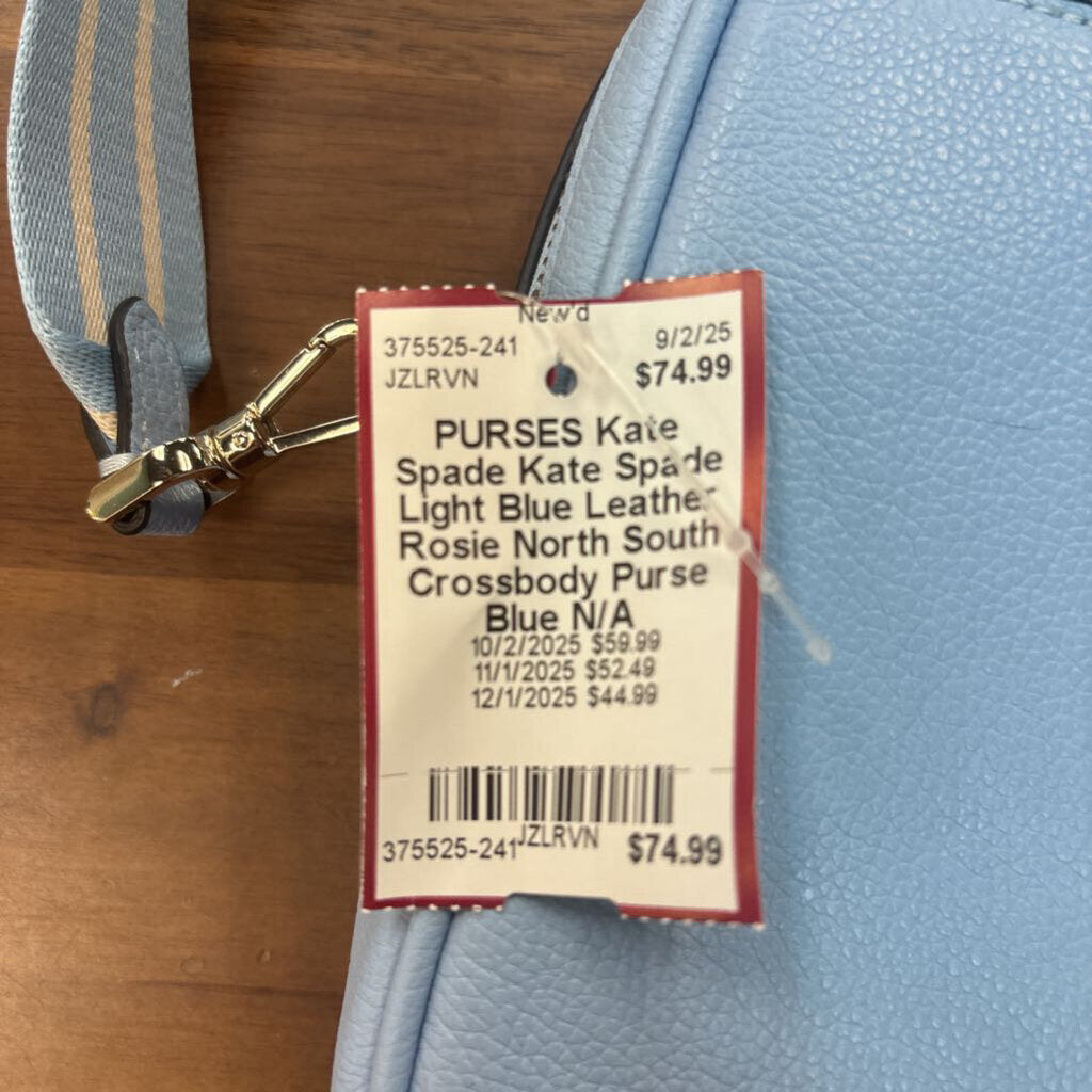 Kate Spade Light Blue Leather Rosie North South Crossbody Purse