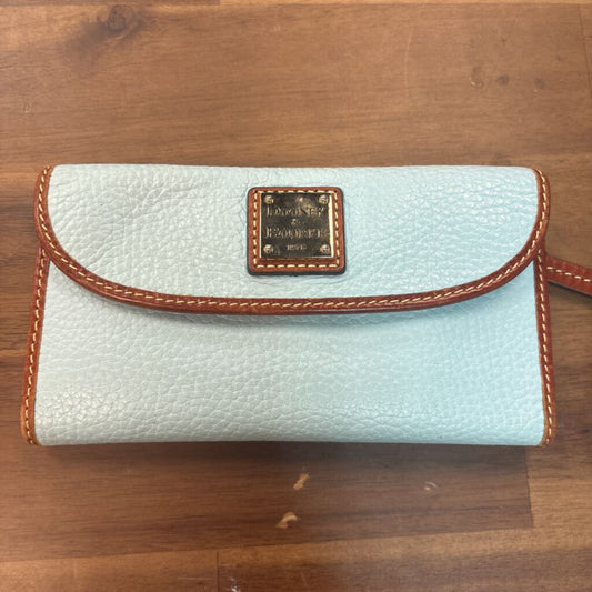 Dooney and Bourke Blue/ Brown Trim Leather Fold Over Wallet