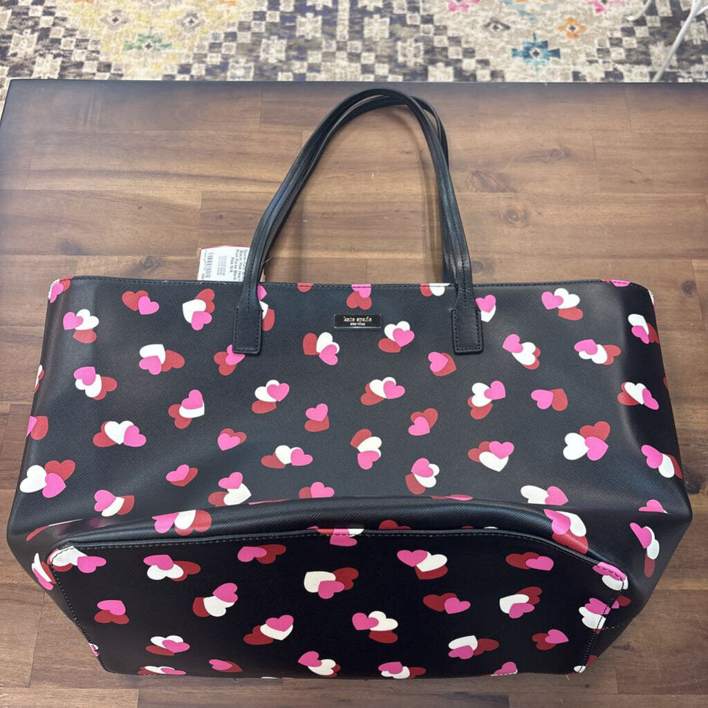 Kate Spade Black/ Pink Heart Print Purse