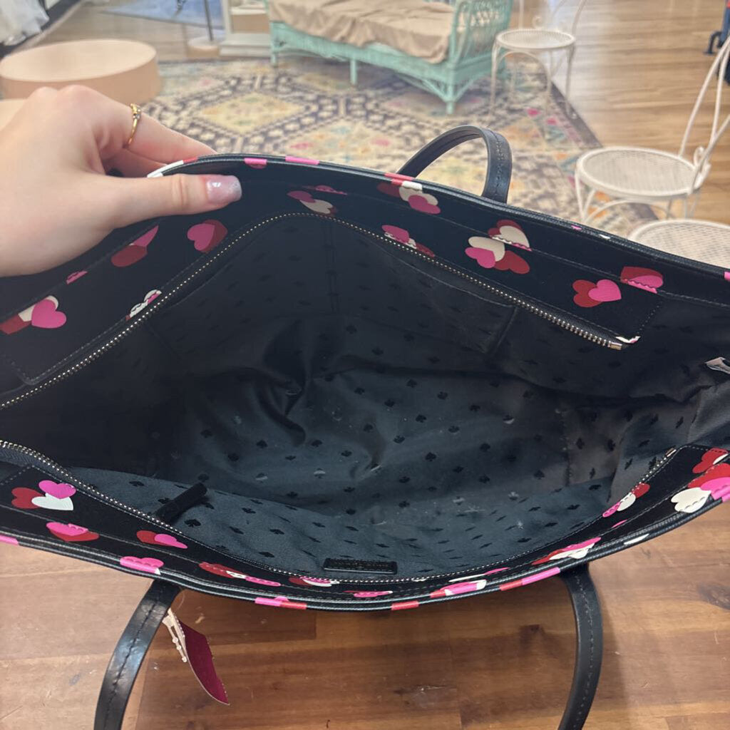 Kate Spade Black/ Pink Heart Print Purse
