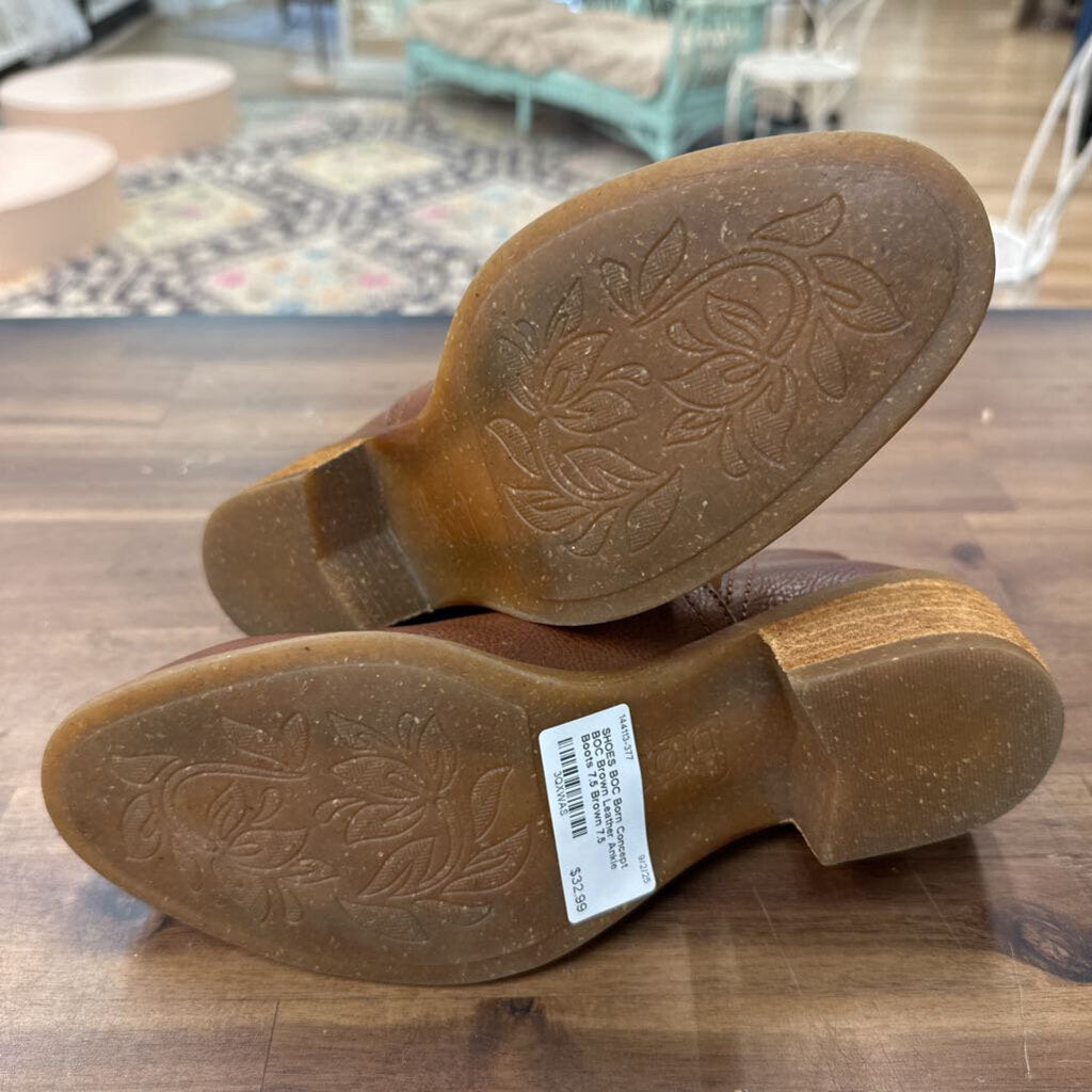 BOC Brown Leather Ankle Boots 7.5