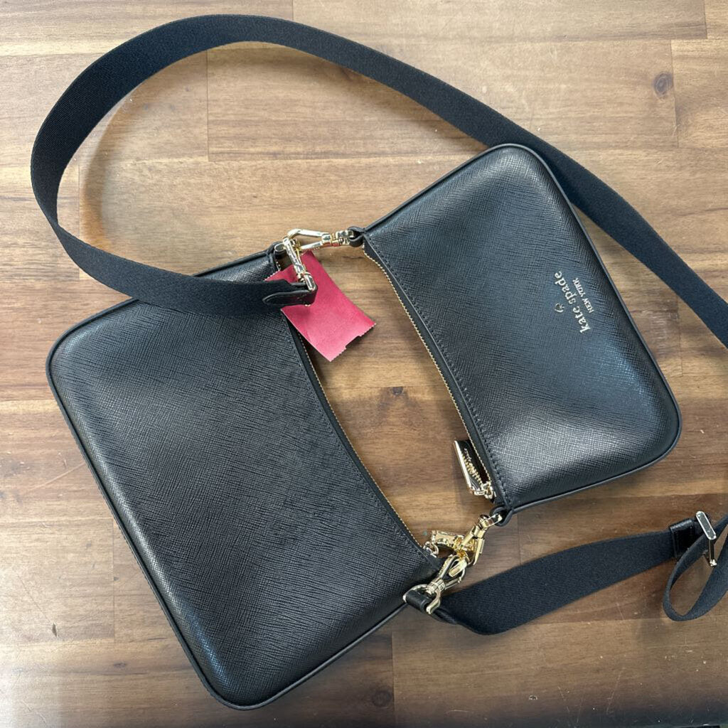 Kate Spade Black Leather Duet Saffiano Crossbody Purse