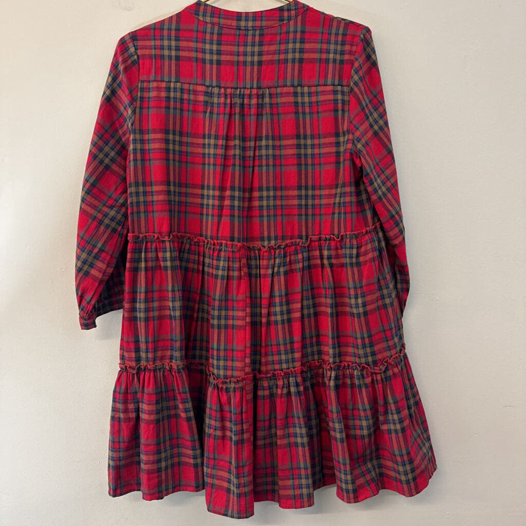 Entro Red/ Multi Plaid Long Sleeve Dress Small