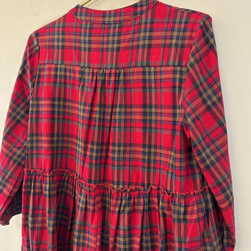 Entro Red/ Multi Plaid Long Sleeve Dress Small