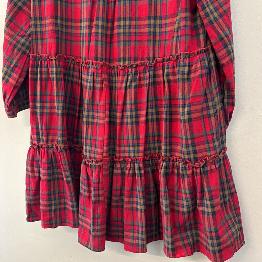 Entro Red/ Multi Plaid Long Sleeve Dress Small