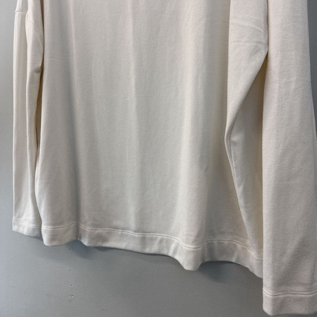 Loft Cream Long Sleeve Mock Neck Top Small