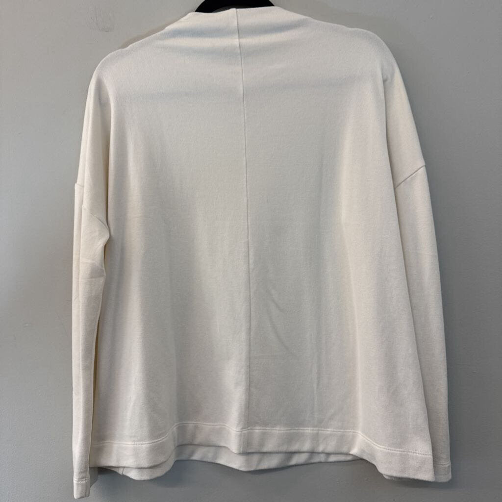 Loft Cream Long Sleeve Mock Neck Top Small