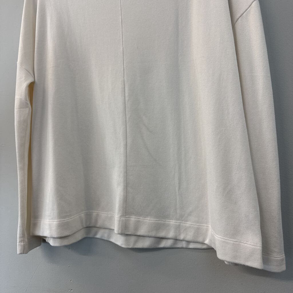 Loft Cream Long Sleeve Mock Neck Top Small