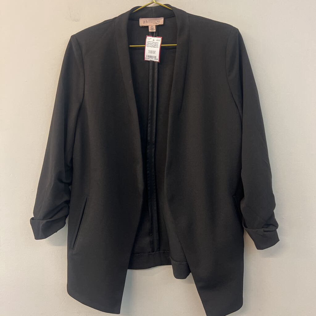 Philosophy Black Open Front Blazer Top Small