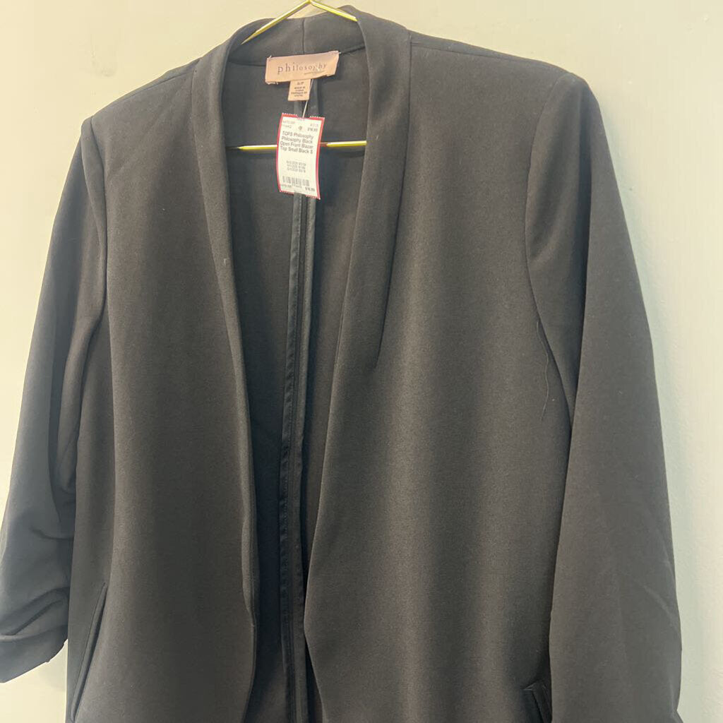 Philosophy Black Open Front Blazer Top Small