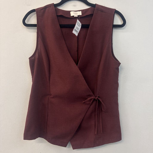 Loft Burgundy Sleeveless Wrap Top Small