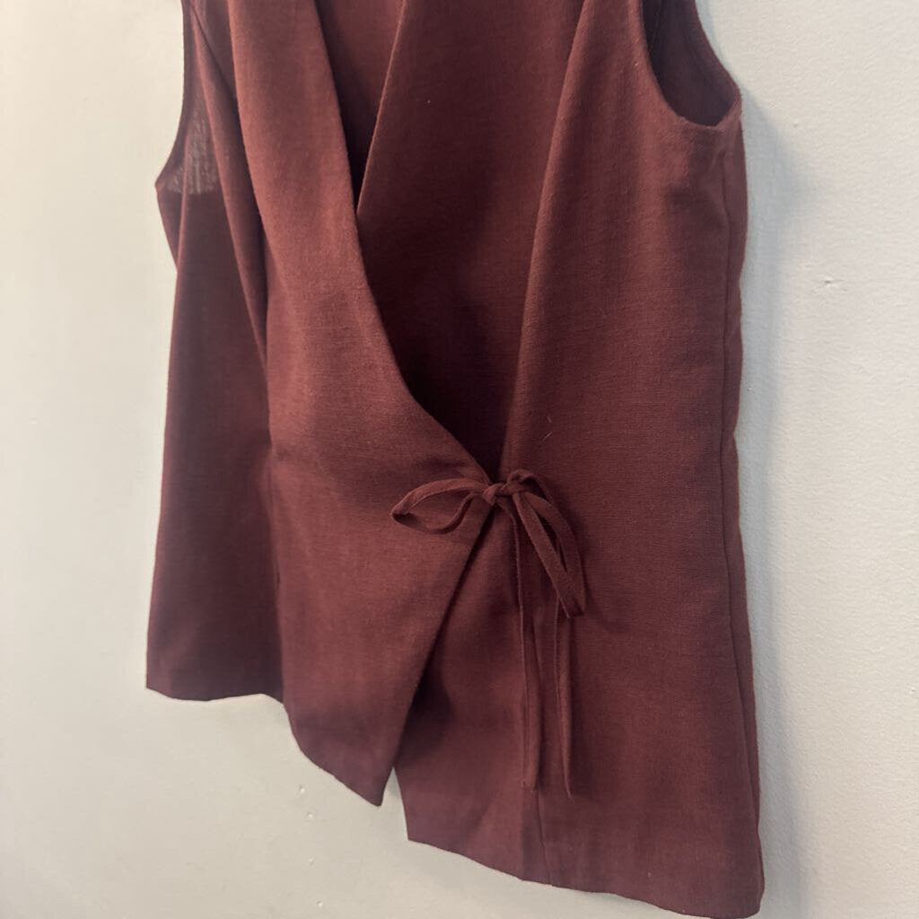 Loft Burgundy Sleeveless Wrap Top Small