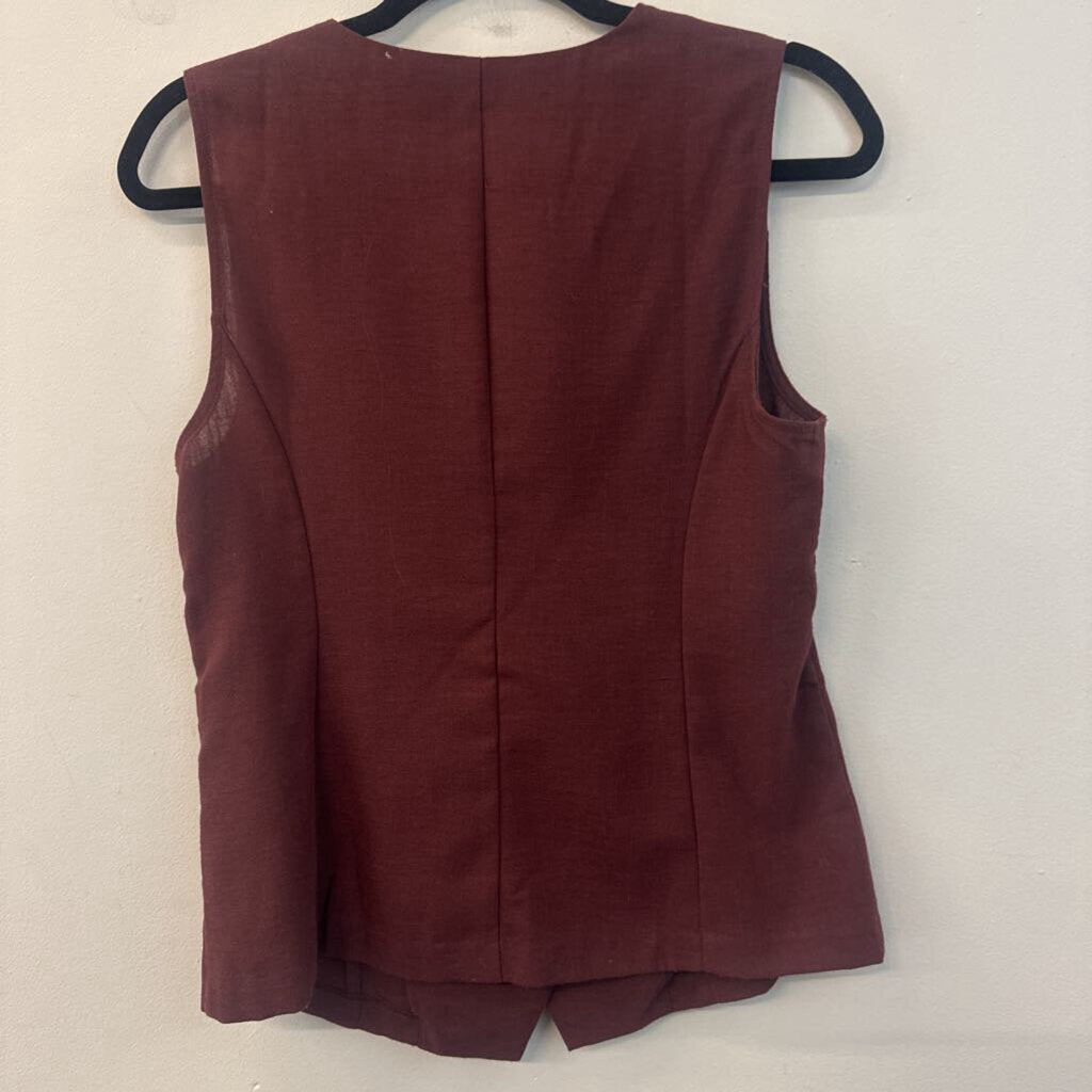 Loft Burgundy Sleeveless Wrap Top Small