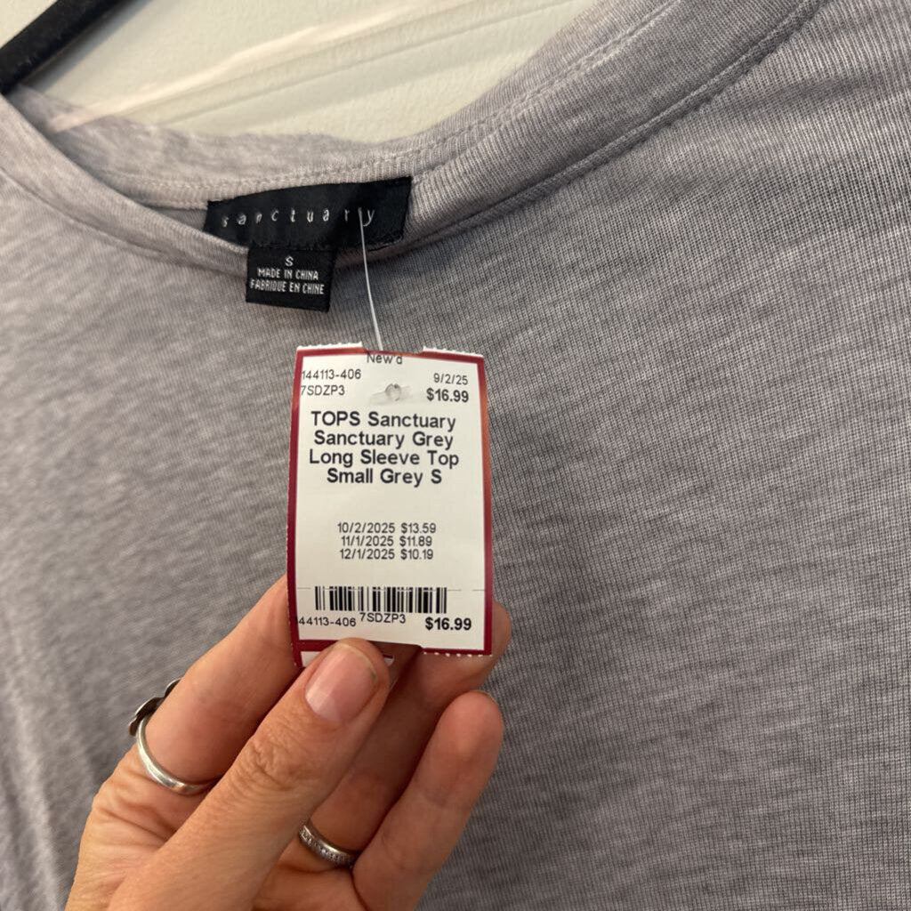 Sanctuary Grey Long Sleeve Top Small