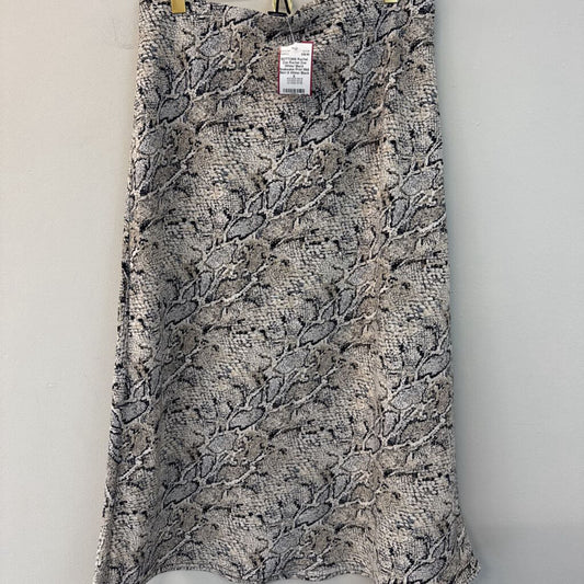 Rachel Zoe White/ Black Snakeskin Print Midi Skirt 6