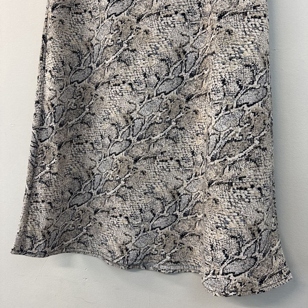 Rachel Zoe White/ Black Snakeskin Print Midi Skirt 6