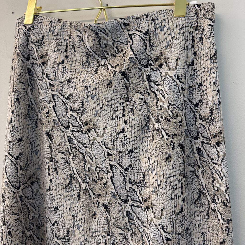 Rachel Zoe White/ Black Snakeskin Print Midi Skirt 6