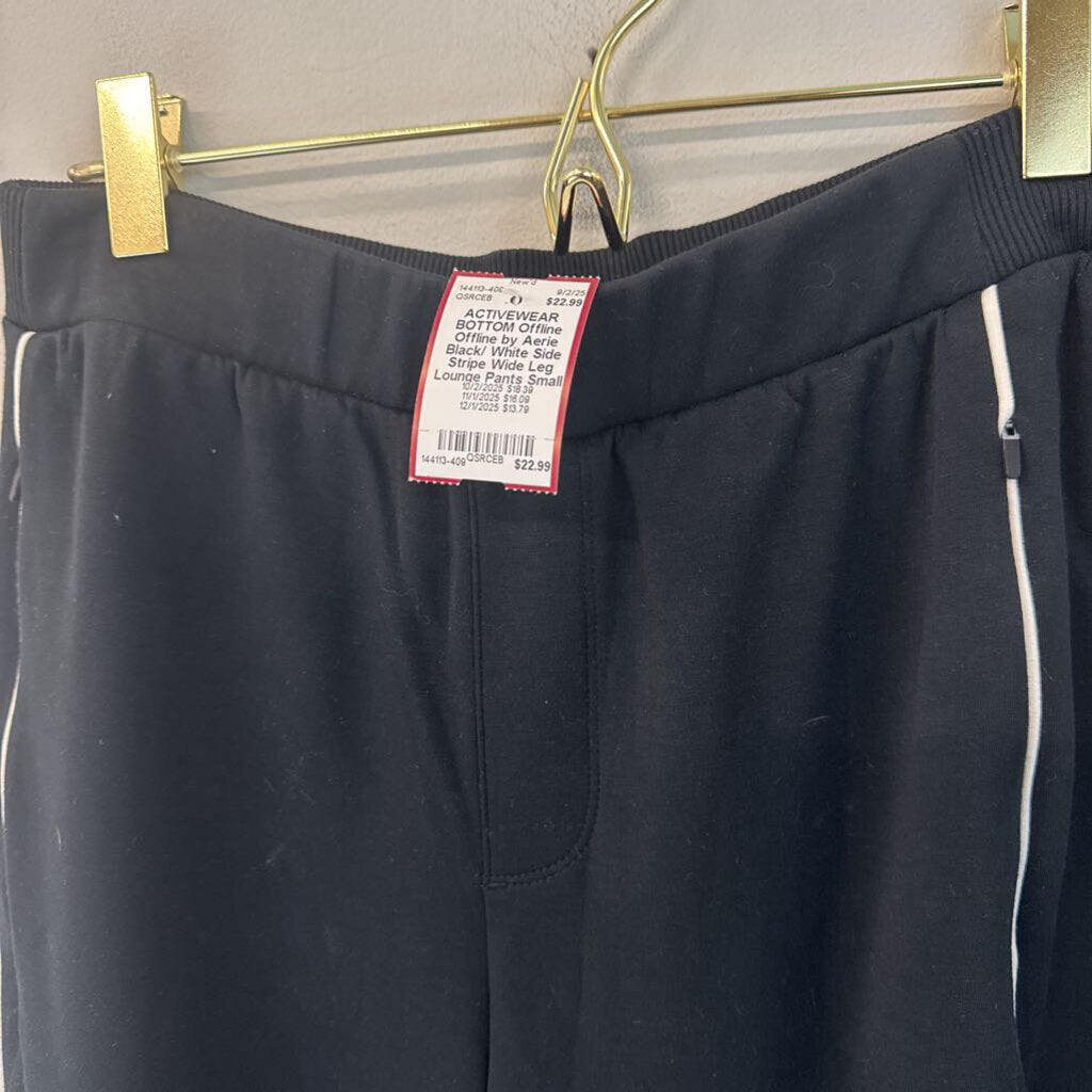 Offline by Aerie Black/ White Side Stripe Wide Leg Lounge Pants Small
