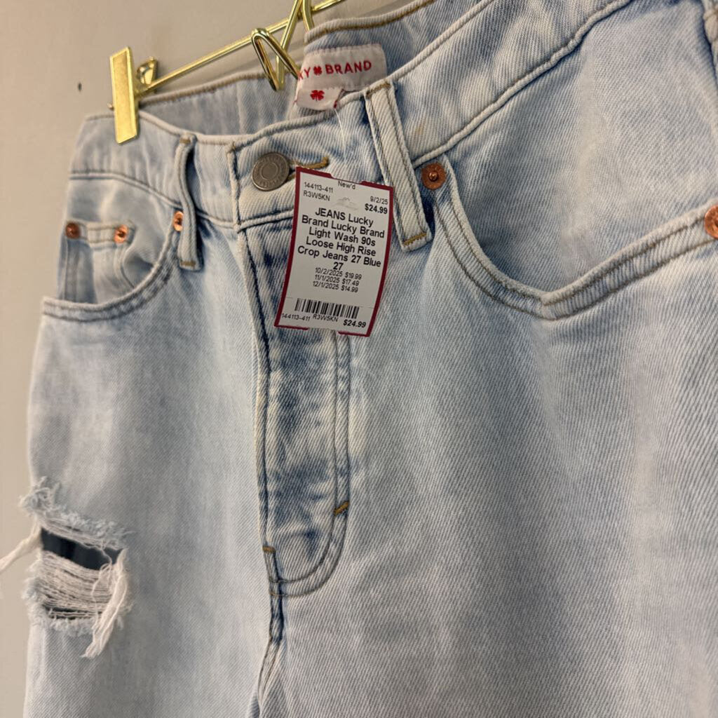 Lucky Brand Light Wash 90s Loose High Rise Crop Jeans 27