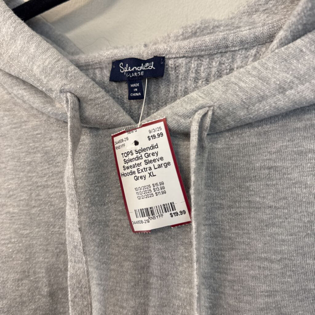 Splendid Grey Sweater Sleeve Hoodie Extra Large