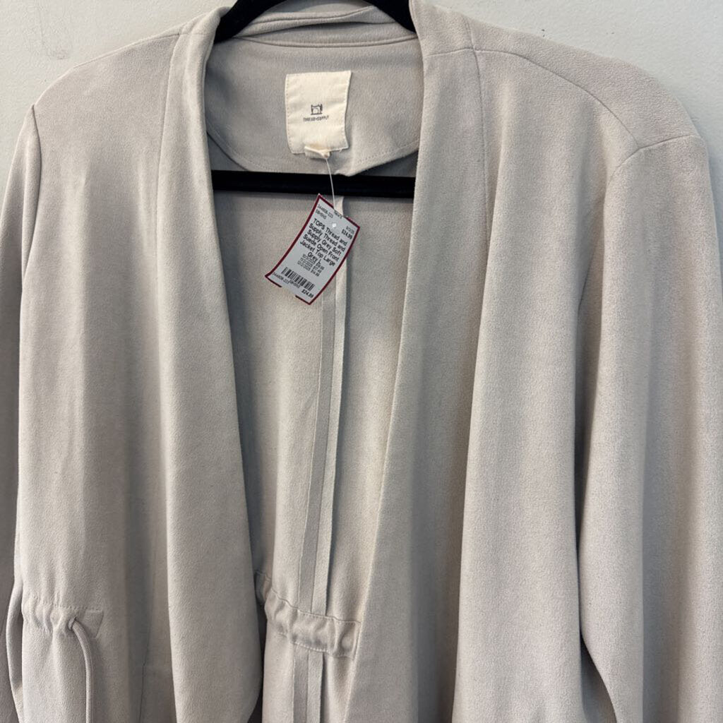 Thread and Supply Grey Soft Suede Open Front Jacket Top Large