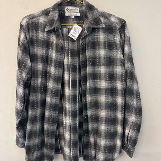 Columbia Grey Gingham Long Sleeve Button Down Top Small