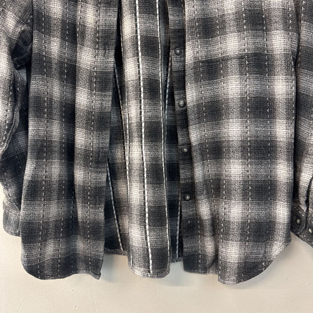 Columbia Grey Gingham Long Sleeve Button Down Top Small