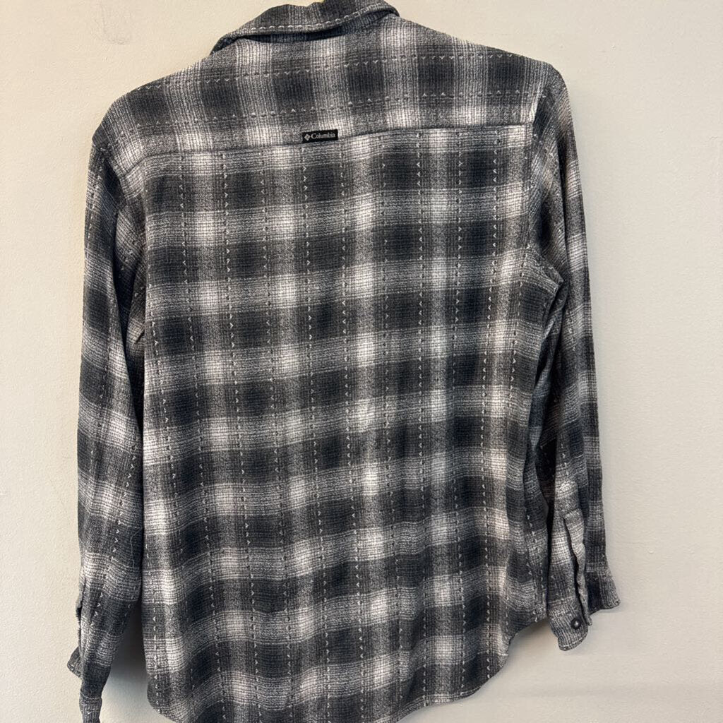 Columbia Grey Gingham Long Sleeve Button Down Top Small