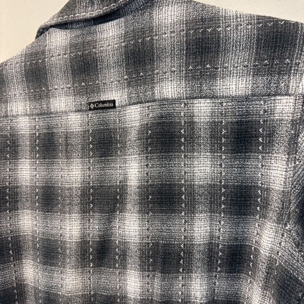 Columbia Grey Gingham Long Sleeve Button Down Top Small