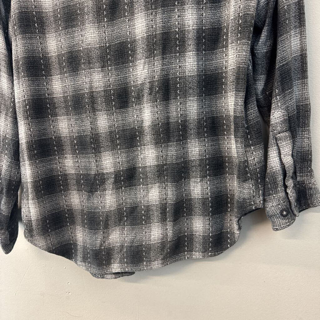 Columbia Grey Gingham Long Sleeve Button Down Top Small