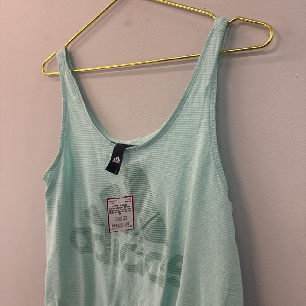 Adidas Blue/ Green Cropped Tank Top Medium
