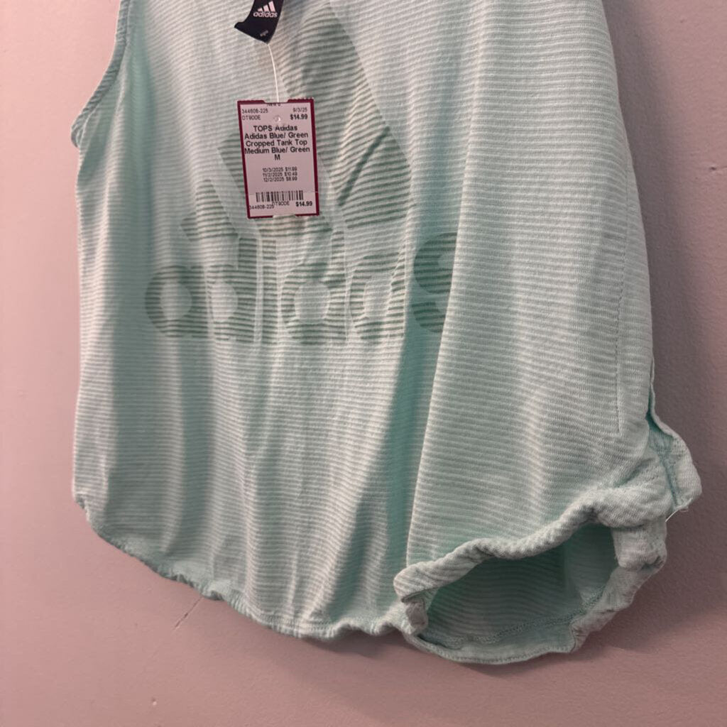Adidas Blue/ Green Cropped Tank Top Medium