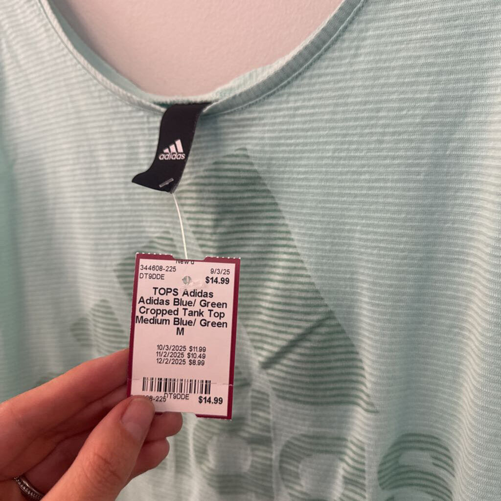 Adidas Blue/ Green Cropped Tank Top Medium