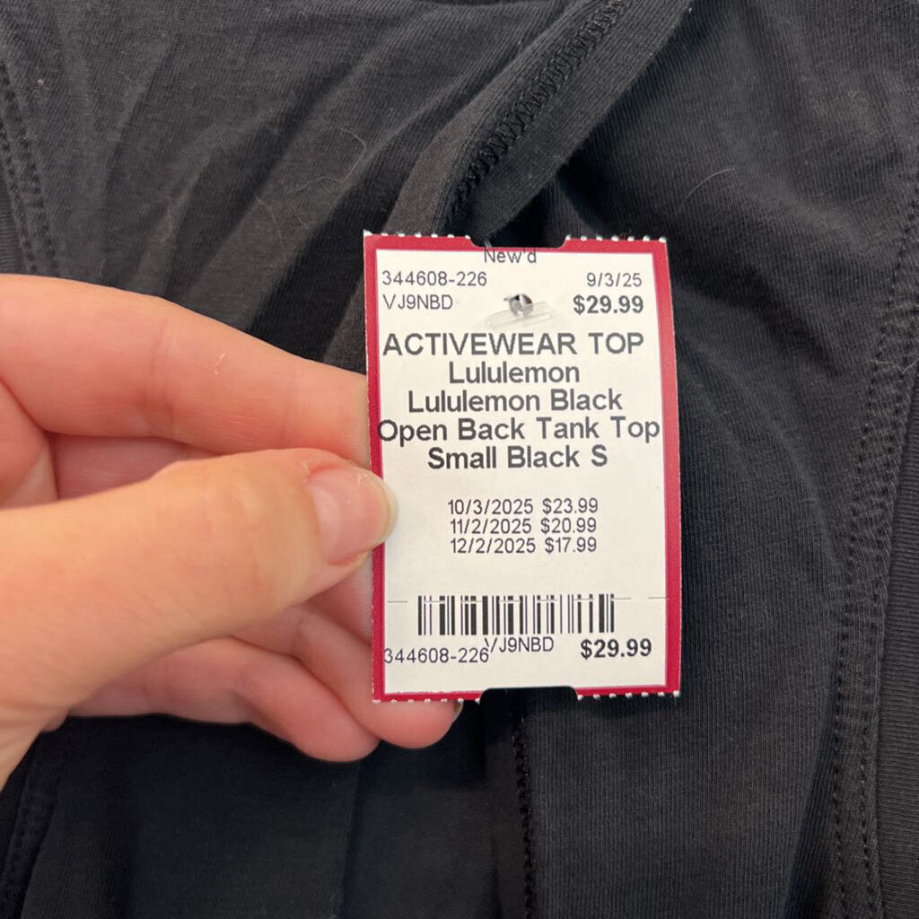 Lululemon Black Open Back Tank Top Small