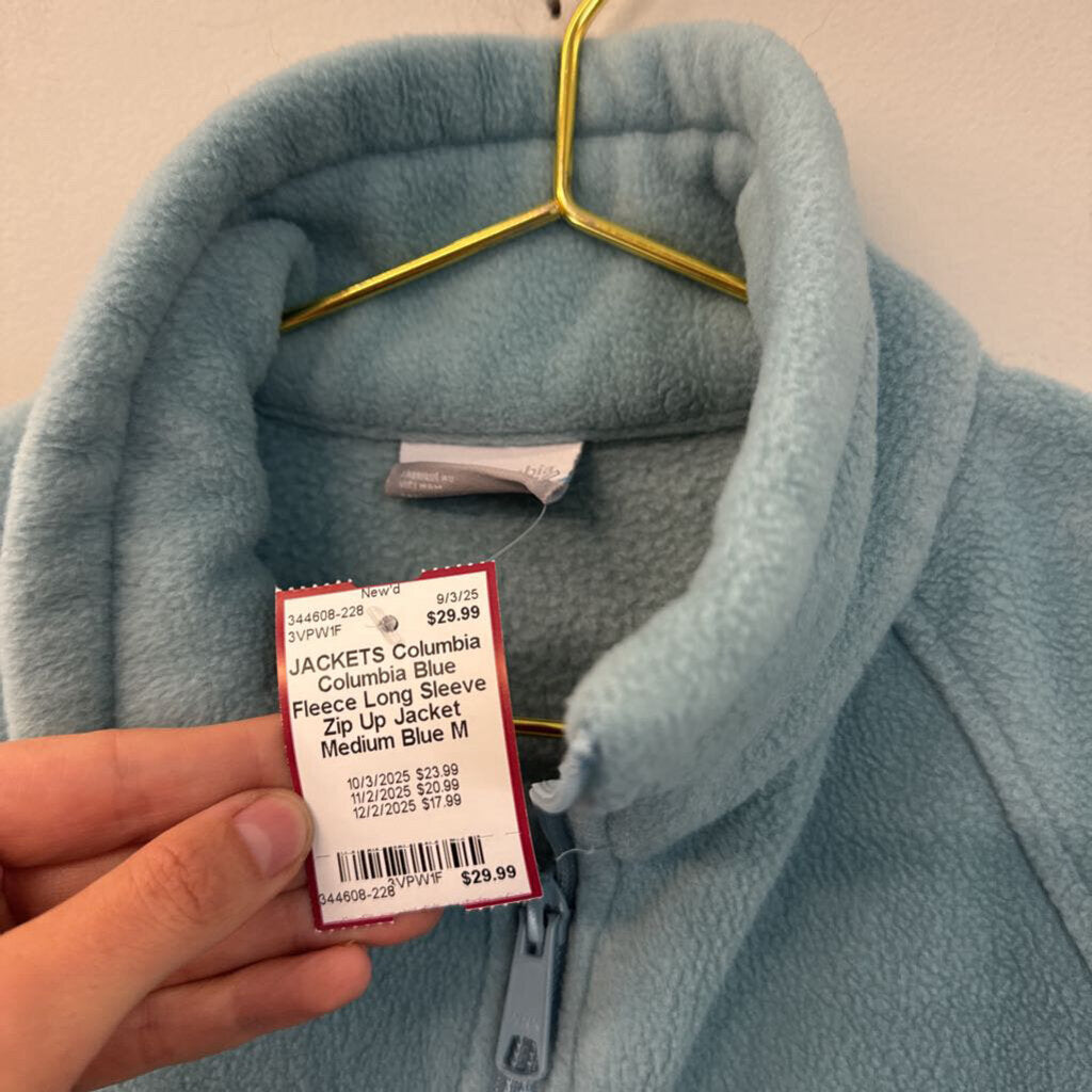 Columbia Blue Fleece Long Sleeve Zip Up Jacket Medium