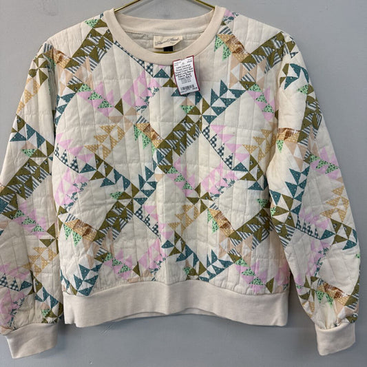Universal Thread Cream/ Multi Quilted Long Sleeve Pullover Small