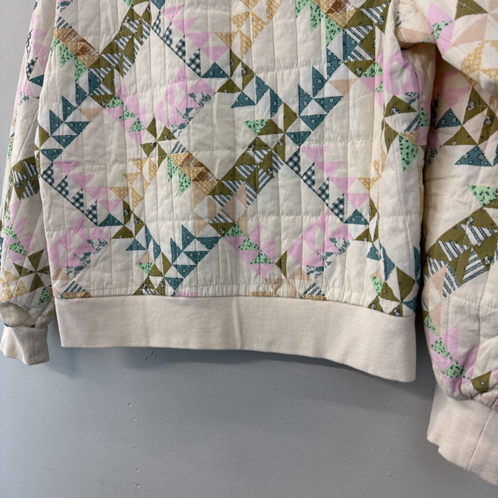 Universal Thread Cream/ Multi Quilted Long Sleeve Pullover Small